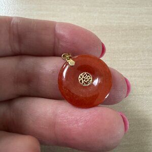 14K Gold Jade Lucky Charm Pendant